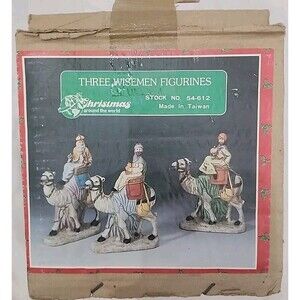 Vintage Christmas Around the World Three Wisemen Nativity Figurines on Camels